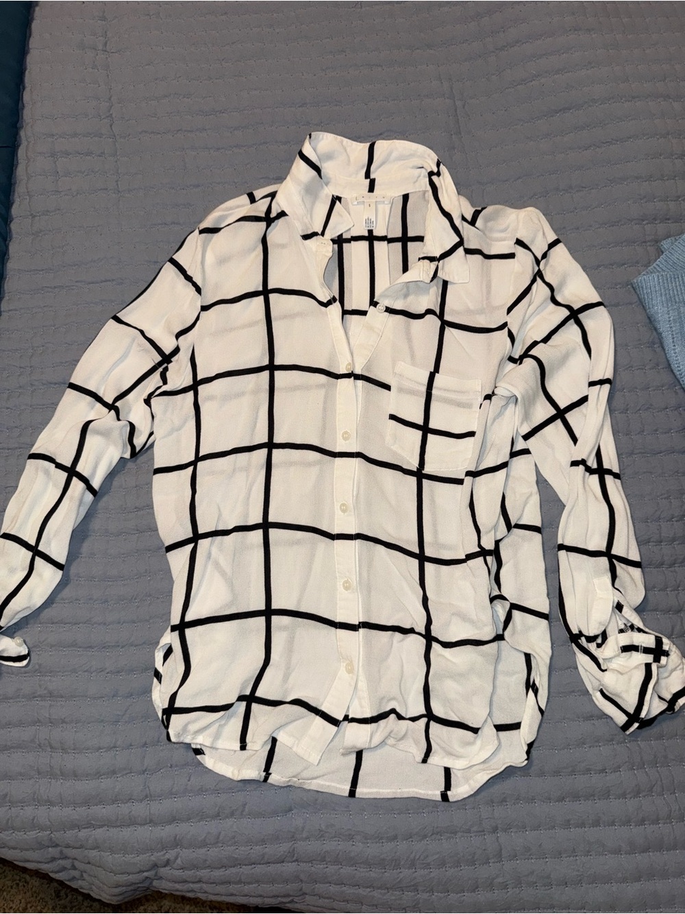 Leith White Shirt with Black Windowpane Stripes